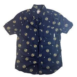 Ben Sherman Mens Small Button Down Short Sleeve Shirt‎ Navy Pattern Floral
